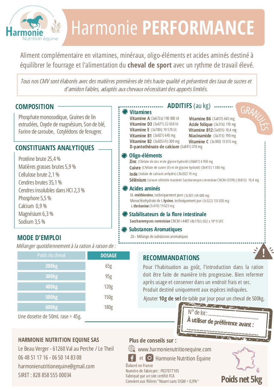 CMV Performance granulés 5Kg